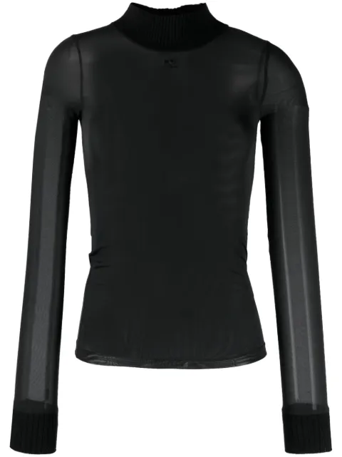 Courrèges Reedition Second Skin logo-embroidered T-shirt Black PERJTO029JS0088