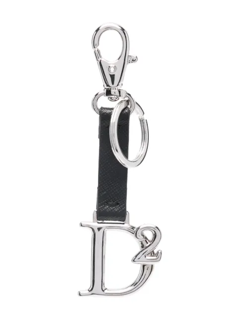 DSQUARED2 logo-plaque leather keyring Black KRM008637206753