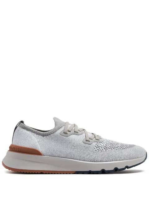 Brunello Cucinelli mélange-effect knitted sneakers Grey MZUKISO250