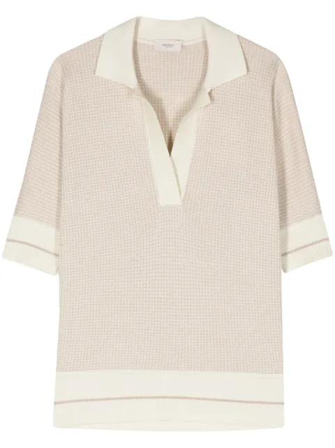 Agnona houndstooth-pattern polo shirt Neutrals PPE24PK3070465X140I