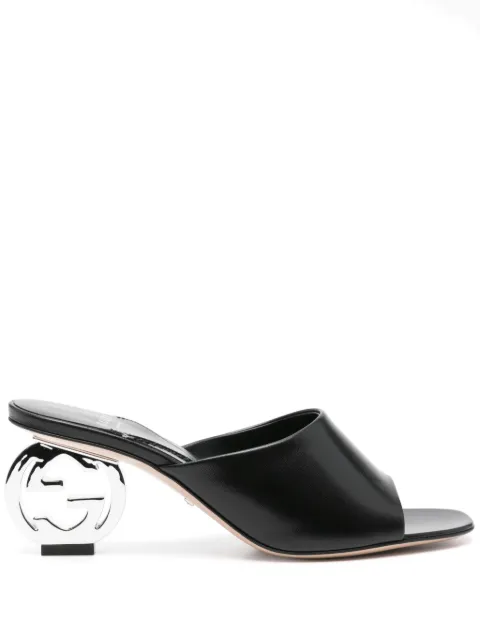 Gucci 70 mm Interlocking G-heel mules Black 772569C9D00