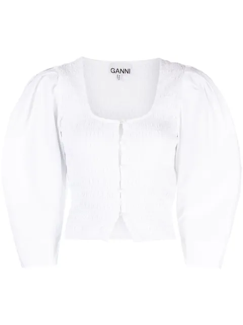 GANNI organic cotton-poplin blouse White F8856
