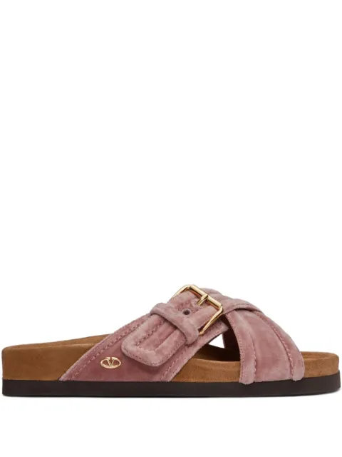 Valentino Garavani 30mm Fussfriend velvet sandals Pink WS0IZ5EYW