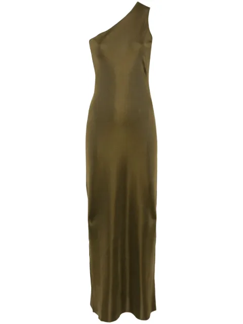 Saint Laurent one-shoulder silk maxi dress Green 779959Y76NI
