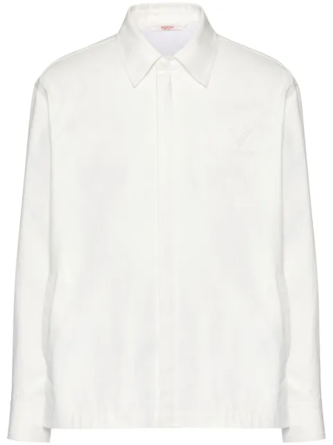 Valentino Garavani V-detail canvas shirt jacket White VCJJ109UA