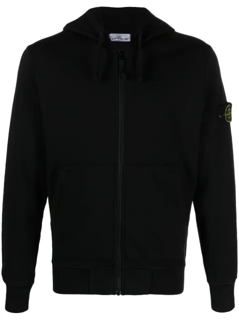 Stone Island logo-patch zip-up hoodie Black L2S156100061S0051
