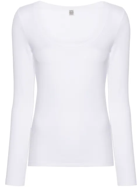 TOTEME scoop-neck fine-ribbed T-shirt White 241WRT1060FB0094047