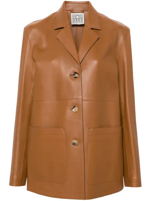 TOTEME notched-lapels leather jacket Brown 242WRZ1765LE0056105