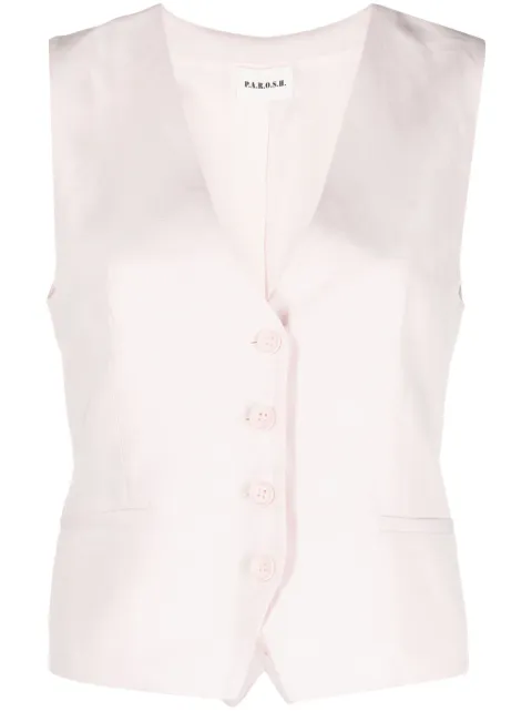 P.A.R.O.S.H. V-neck tailored waistcoat Pink D410028RAISA24