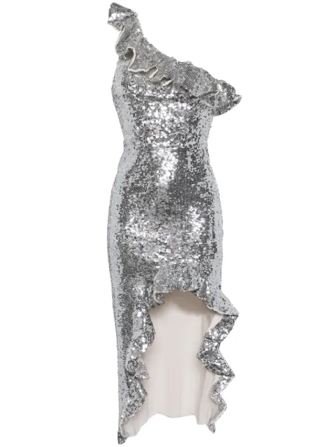 Needle & Thread Betty sequin-embellished asymmetric midi dress Metallic DGON14RPS24CSL