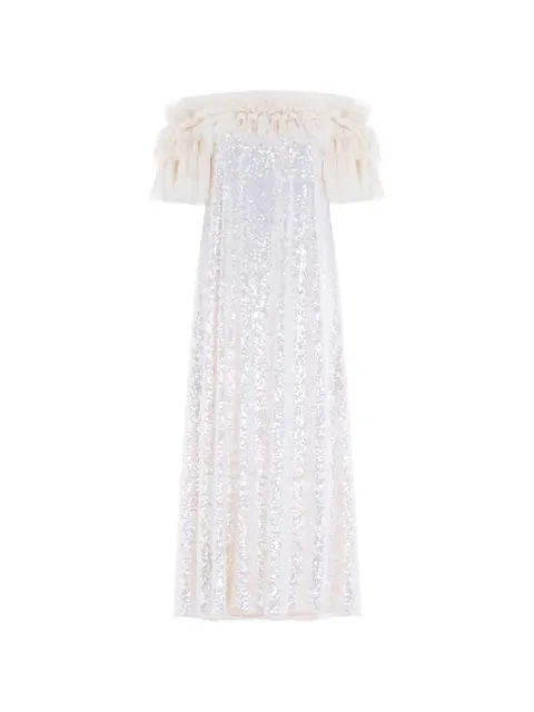 Needle & Thread ruffled midi dress Neutrals DBOSA7RPS24CRM