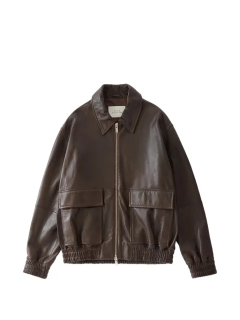 Studio Nicholson Piston leather zip-up jacket Brown PISTONSNM1115LEATHERBROWN
