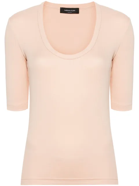 Fabiana Filippi beaded-trim stretch-cotton top Pink JED264F104N5660000
