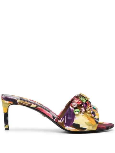 Dolce & Gabbana 70mm jewel-embellished mules Black CR1608AR951