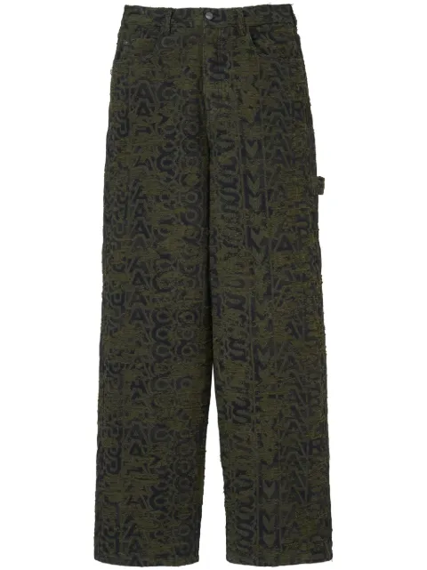 Marc Jacobs monogram-print distressed wide-leg jeans Green 2S4RBT003D06388