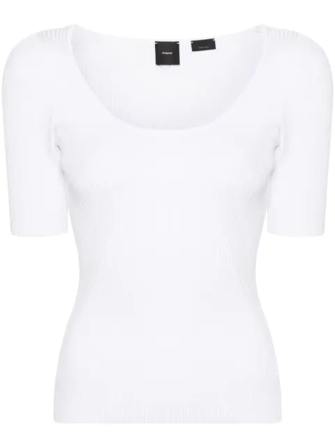 PINKO embroidered-logo U-neck T-shirt White 102798A170