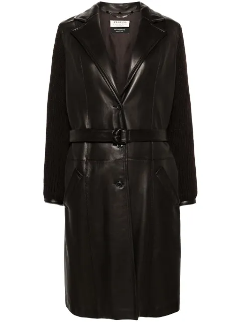A.N.G.E.L.O. Vintage Cult 2000s leather belted coat Brown ANG750SDC