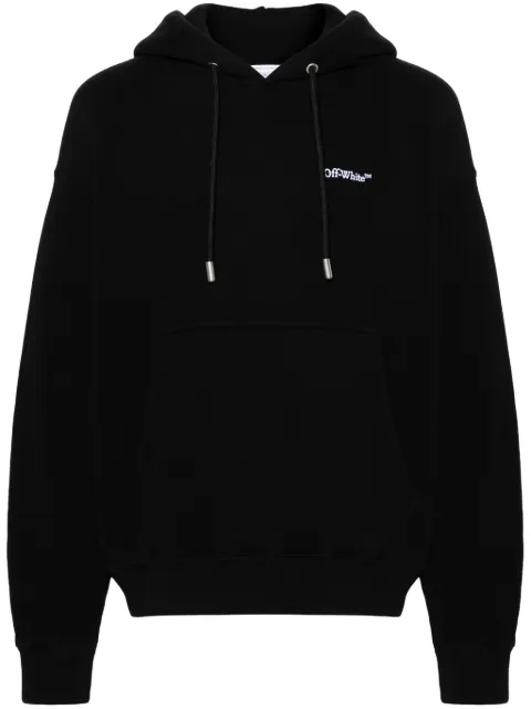 Off-White logo-embroidered organic-cotton hoodie Black OMBB085S24FLE0011001