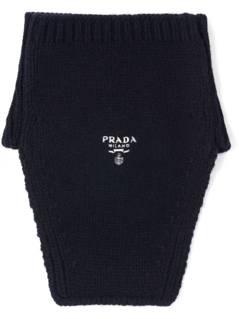 Prada logo-embroidered cashmere scarf Black UMS453S23213J1