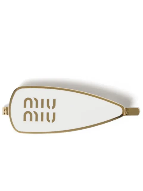 Miu Miu engraved-logo enamel hair clip White 5IF1472F6T