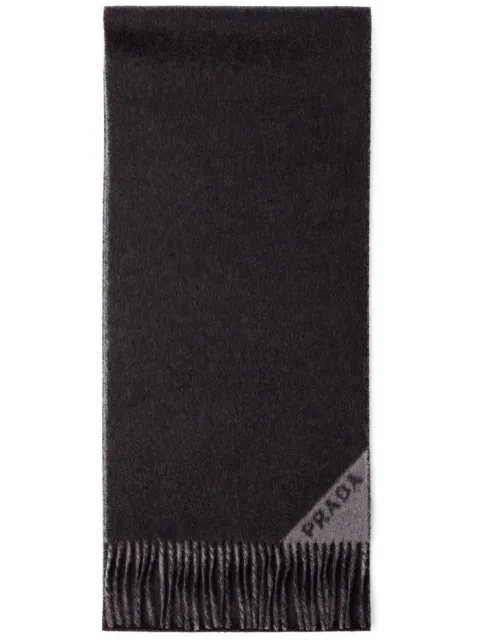 Prada embroidered-logo fringed scarf Grey 2FS0552COO