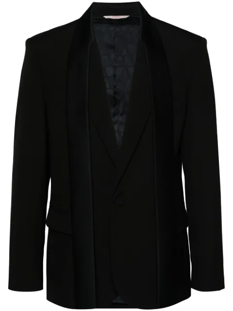 Valentino Garavani scarf-detail wool blazer Black VCEF458EJ