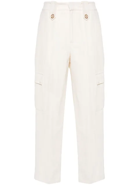 TWINSET logo-plaque twill trousers Neutrals 241TP2564