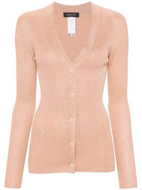 Fabiana Filippi metallic-threading ribbed-knit cardigan Neutrals MAD264F063D6530000
