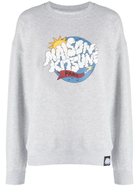 Maison Kitsuné logo-print cotton sweatshirt Grey MW00302KM0307H120
