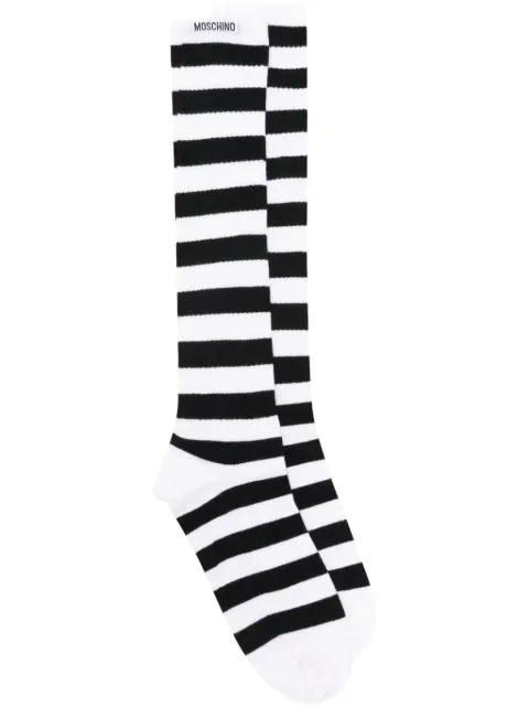Moschino knee-length striped socks Black A77968276