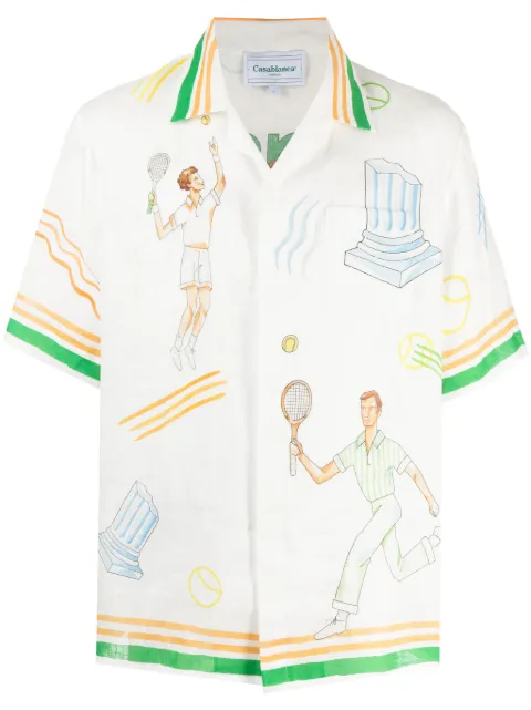 Casablanca logo-print linen shirt Multicolour UMPS24SH003