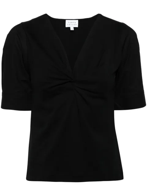 Tanya Taylor Ronelle twist cotton T-shirt Black R24T259467