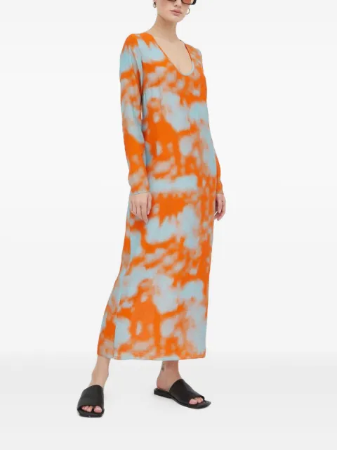 SAMSOE SAMSOE long-sleeves split midi dress Orange F23200088