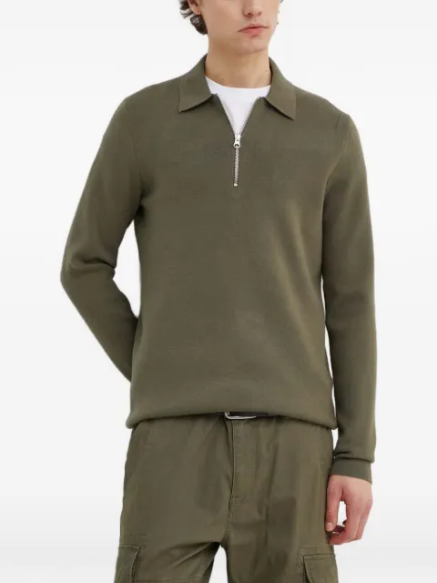 SAMSOE SAMSOE zip-up collared knitted polo shirt Green M22400055