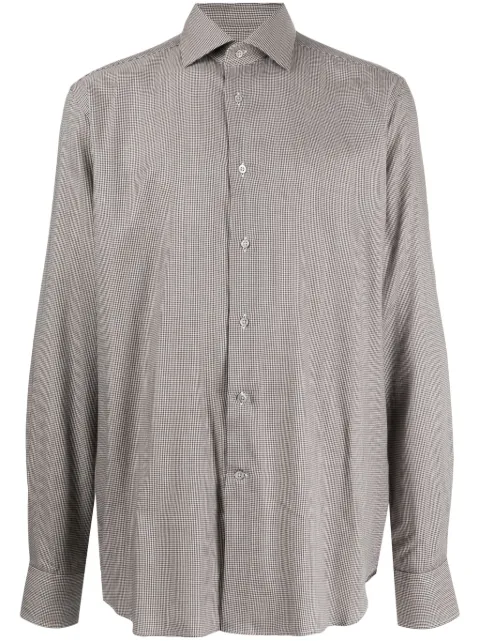 Corneliani houndstooth-pattern long-sleeve shirt Brown 92P1003811513