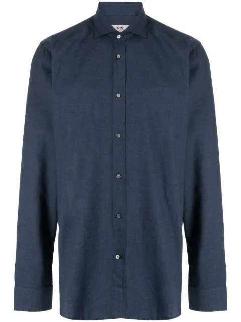 Corneliani long-sleeve cotton shirt Blue 92PXK33820262