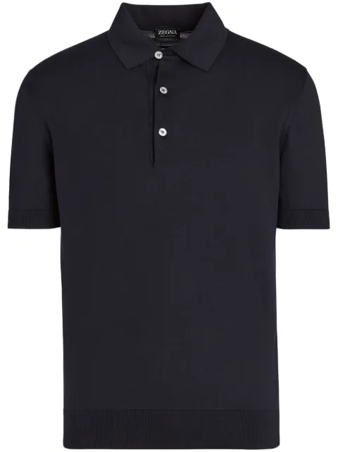Zegna ribbed-trim cotton polo shirt Blue E8C90A7C32