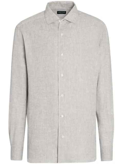 Zegna Oasi long-sleeve linen shirt Neutrals UDX31A7SRO3