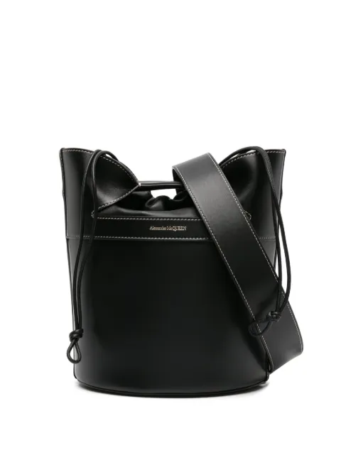 Alexander McQueen logo-stamp leather bucket bag Black 7759121BLUU