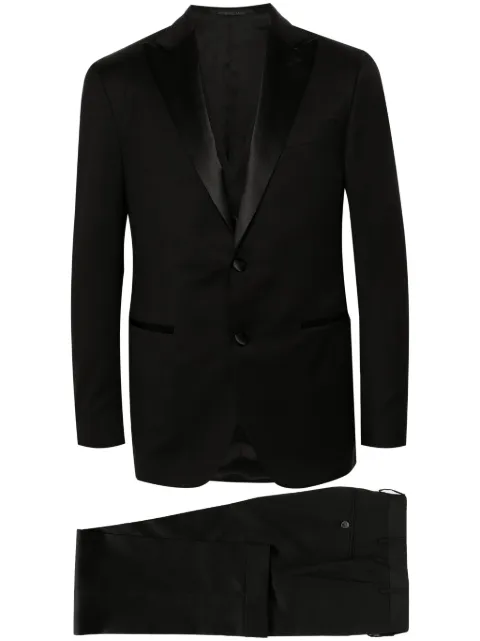 Corneliani single-breasted virgin wool suit Black 9389029398150