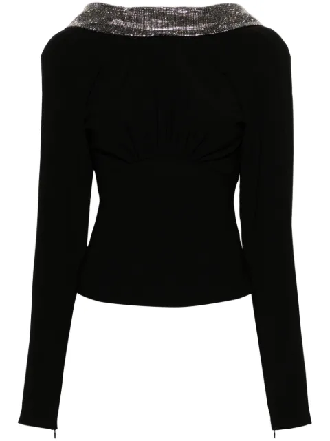 Roland Mouret rhinestone-embellished cowl-neck blouse Black RMRS24087TB