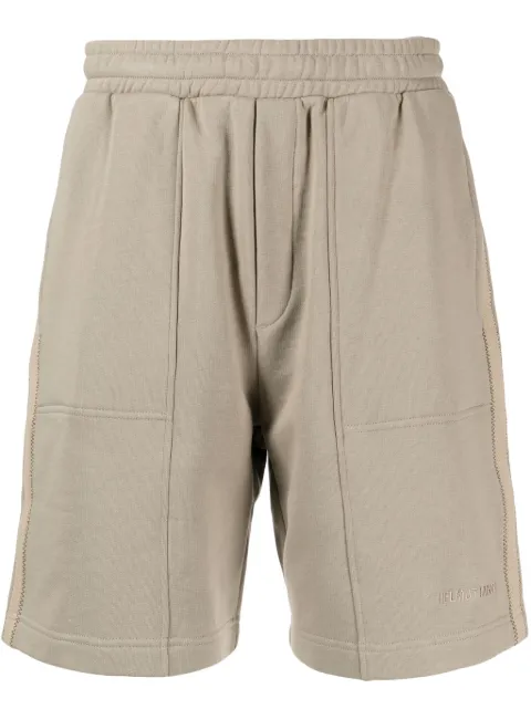 Helmut Lang logo-embroidered tape track shorts Brown N04HM211