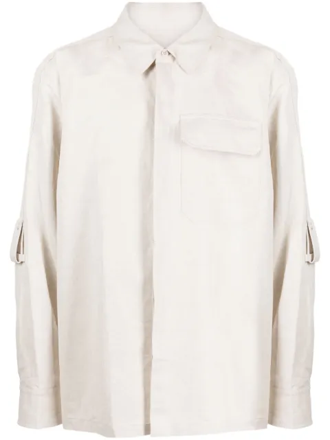Helmut Lang cotton-linen twill shirt Neutrals N04HM501