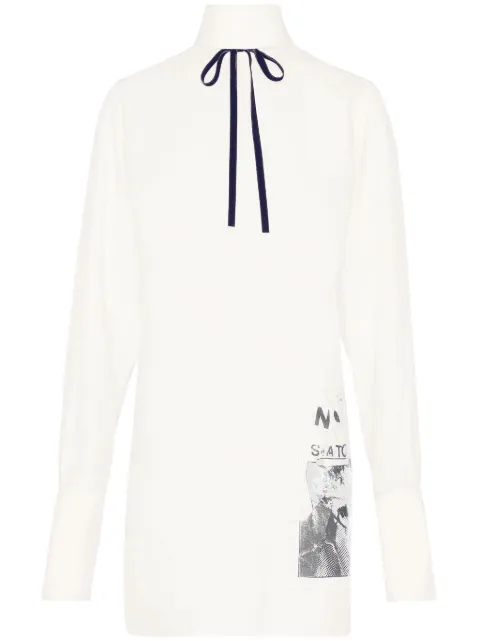 Maison Margiela Invitation graphic-print silk shirt White S51DT0008S78414