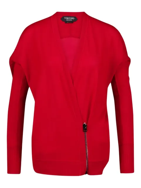 TOM FORD wrap zip-fastening cardigan Red CAK068YAX087