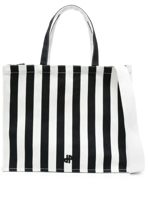 Patou large JP striped canvas tote bag White AC04501745960