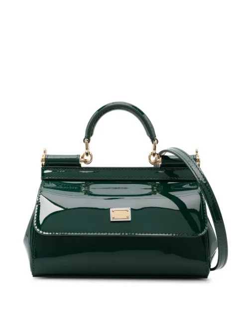 Dolce & Gabbana small Sicily patent-leather tote bag Green BB7116A1471