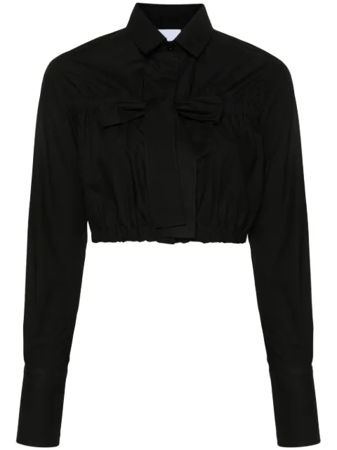 Patou Bow cropped cotton blouse Black BL0290017999B