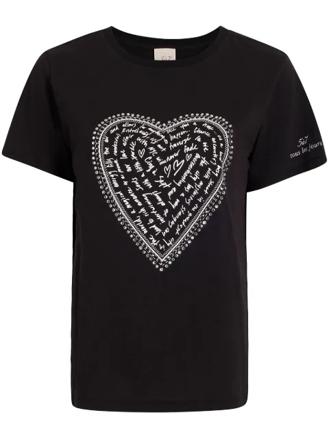 Cinq A Sept Love Letter Heart T-shirt Black ZT8202392Z