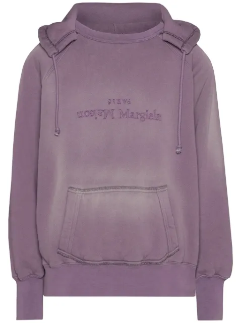 Maison Margiela reverse-logo cotton hoodie Purple S51GU0128STJ401